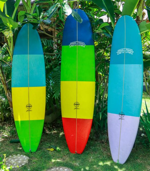Surfboards at Padang Padang Surf Camp.