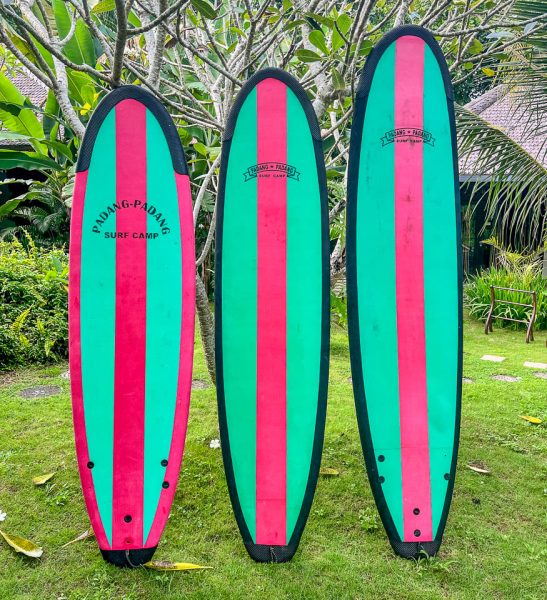 Surfboards at Padang Padang Surf Camp.