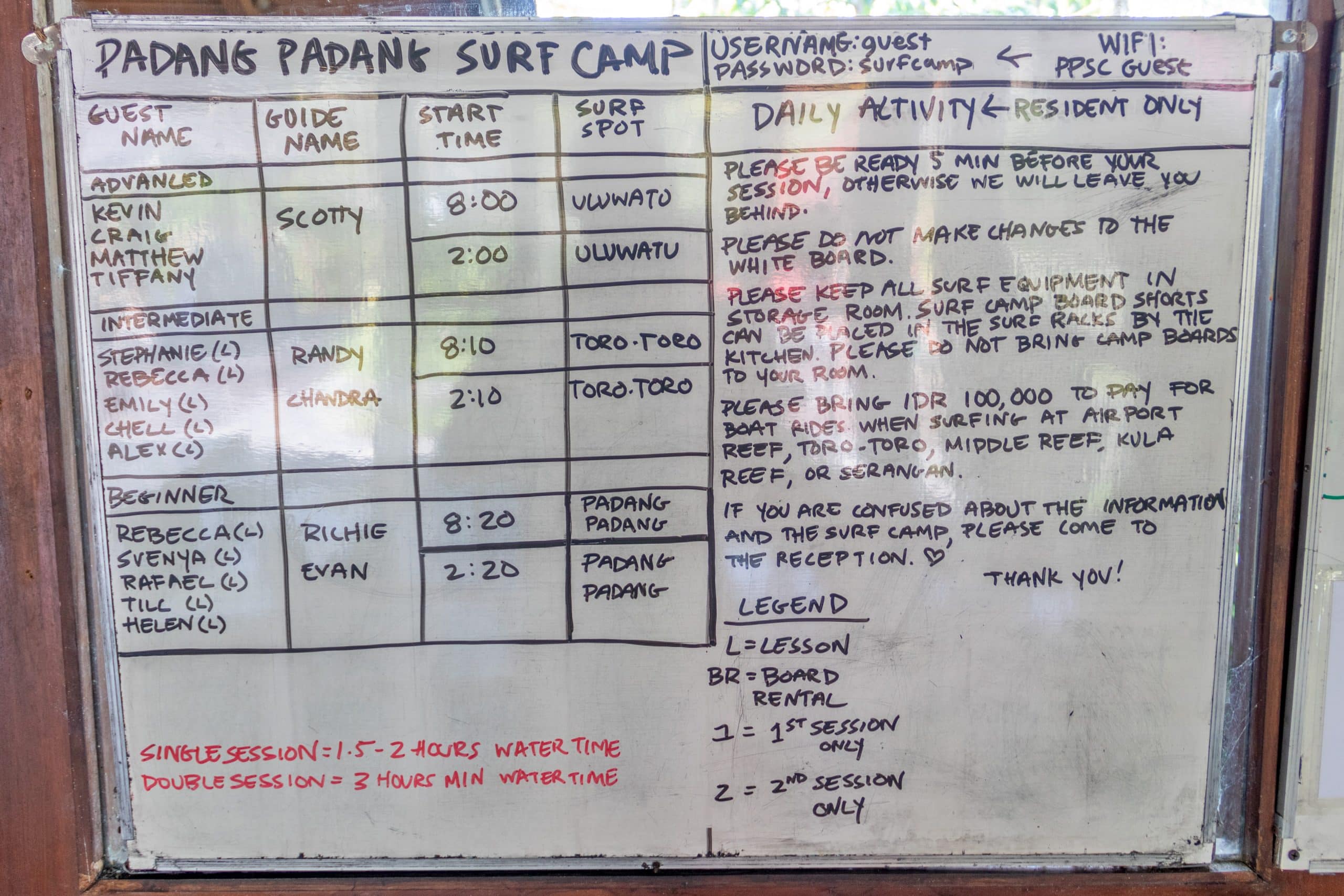 Surf white board at PPSC