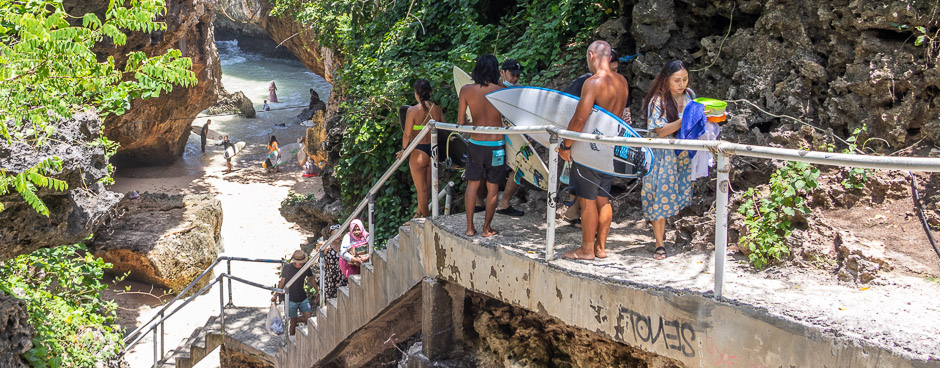 Stairway down through the Uluwatu cave