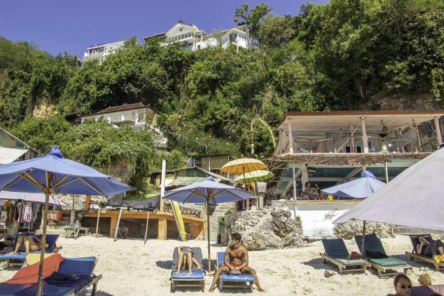 Thomas Beach sun loungers and restaurants