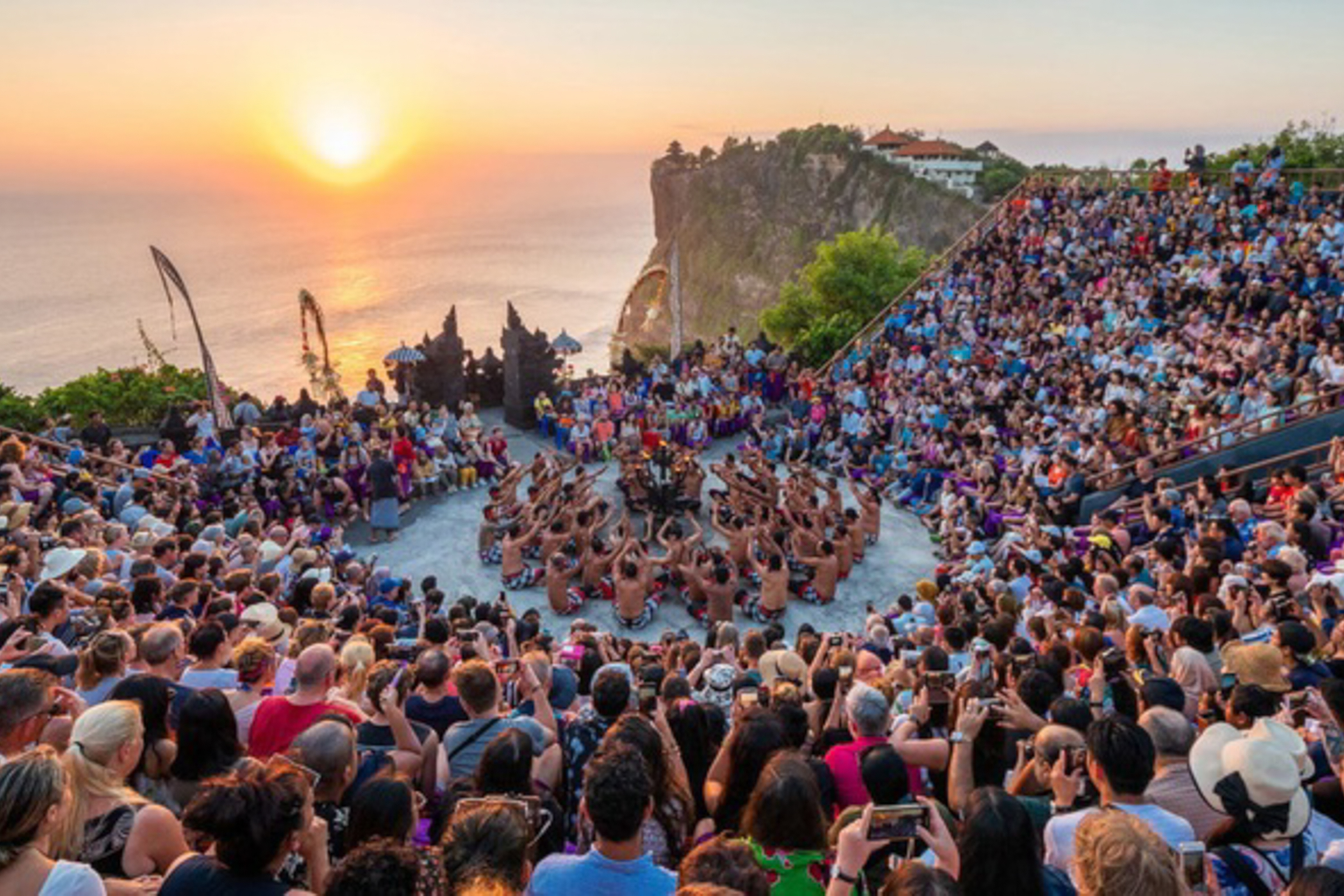 Kecak dance performance at sunset