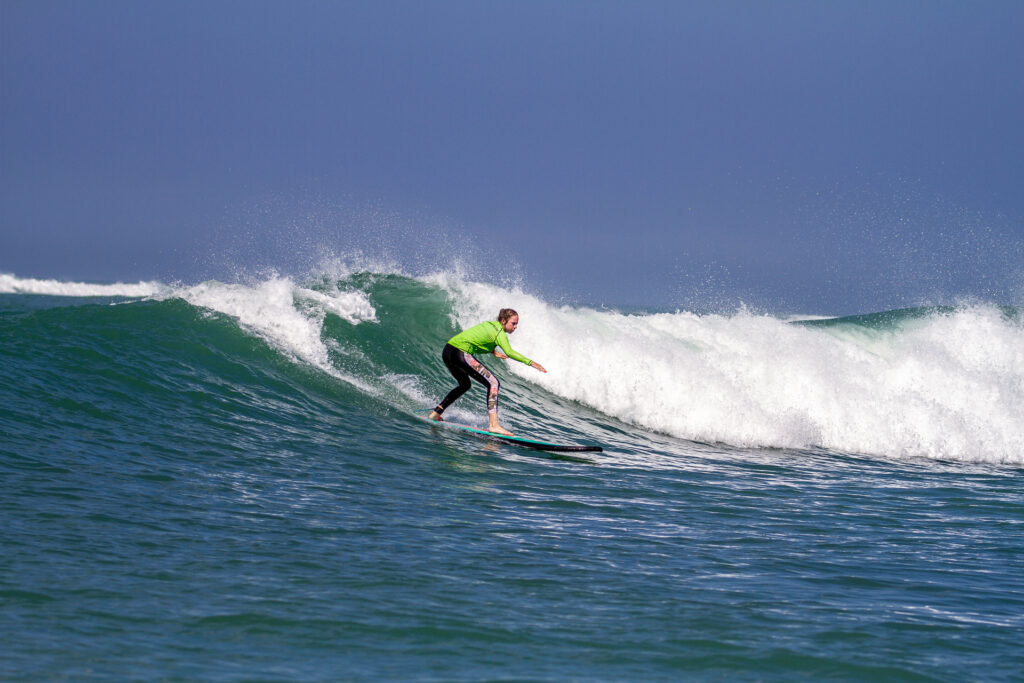 Surfer going right at Tower.