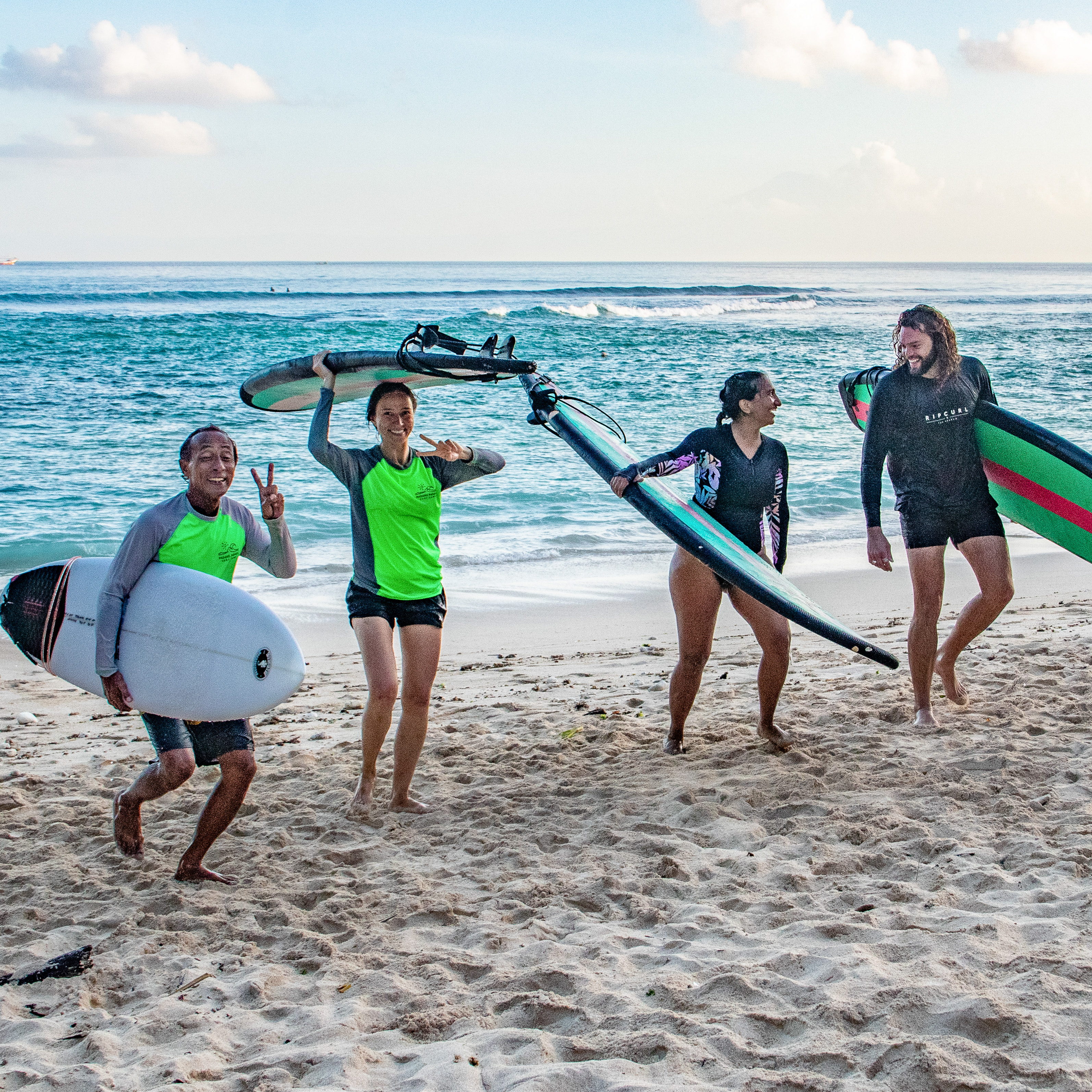 Group on the beach after a lesson.