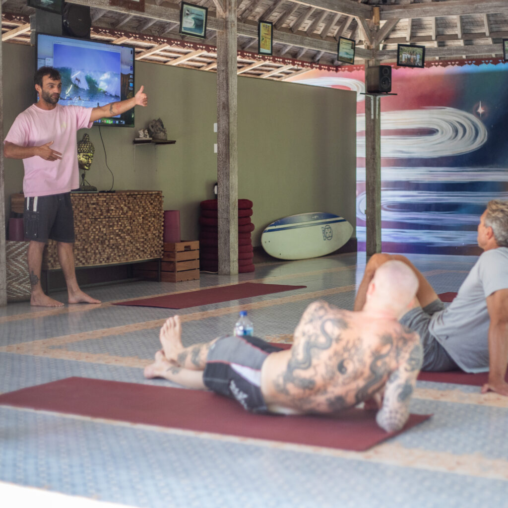A video review at the surf camp