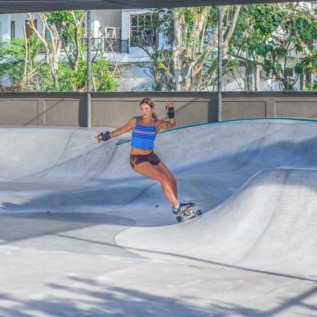 Whitney riding the surf skate bowl